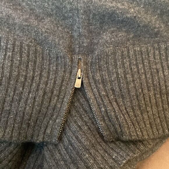 Pure Collection 100% Cashmere Oversized Turtleneck Sweater Side Zip Gray M - Picture 5 of 8